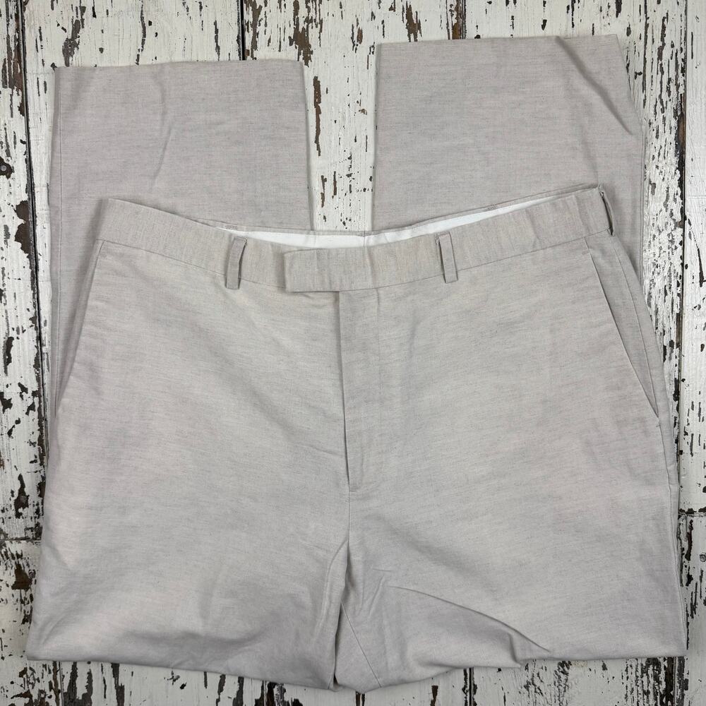 Axist Linen Dress  pant men’s 38x30 flat front cream color Linen /cotton blend - Picture 2 of 6